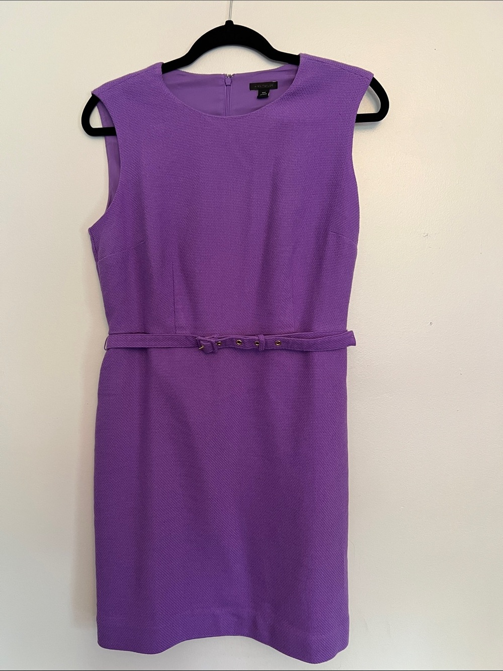 Ann Taylor Sleeveless Lilac Sheath Dress with Slim Belt